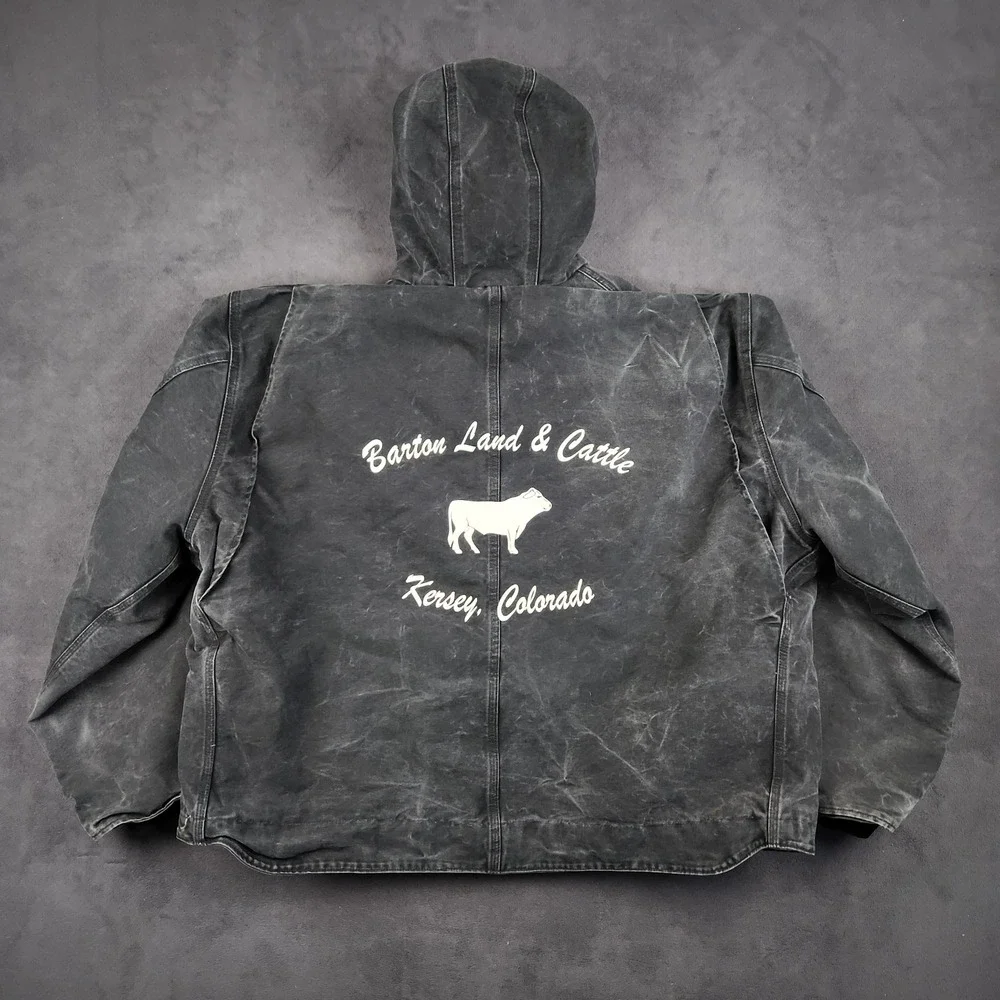 Carhartt J141 Sierra Sherpa Lined Jacket Mens 4XL Black Washed Duck Hooded‎ Logo
